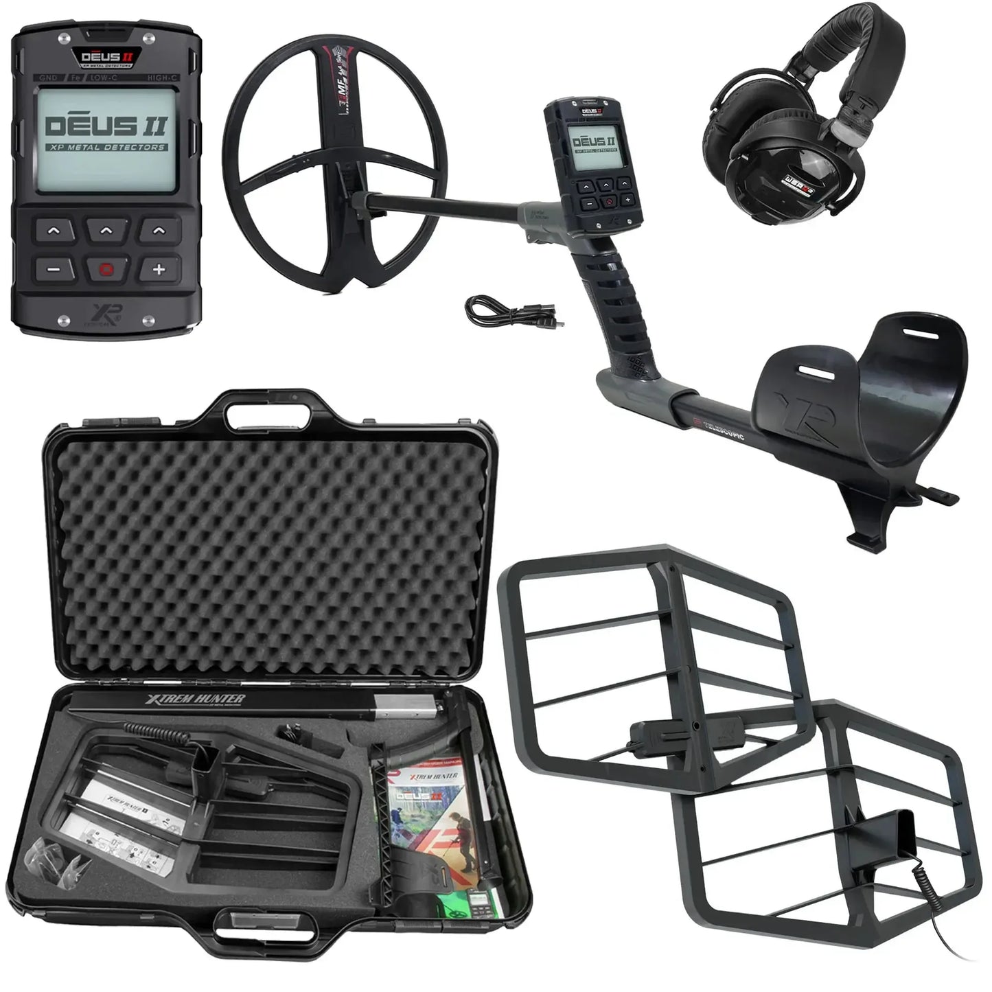 XP Deus II RC Metal Detector, WSAII-XL Headphones and Xtrem Hunter Deep Seeking Coil Bundle
