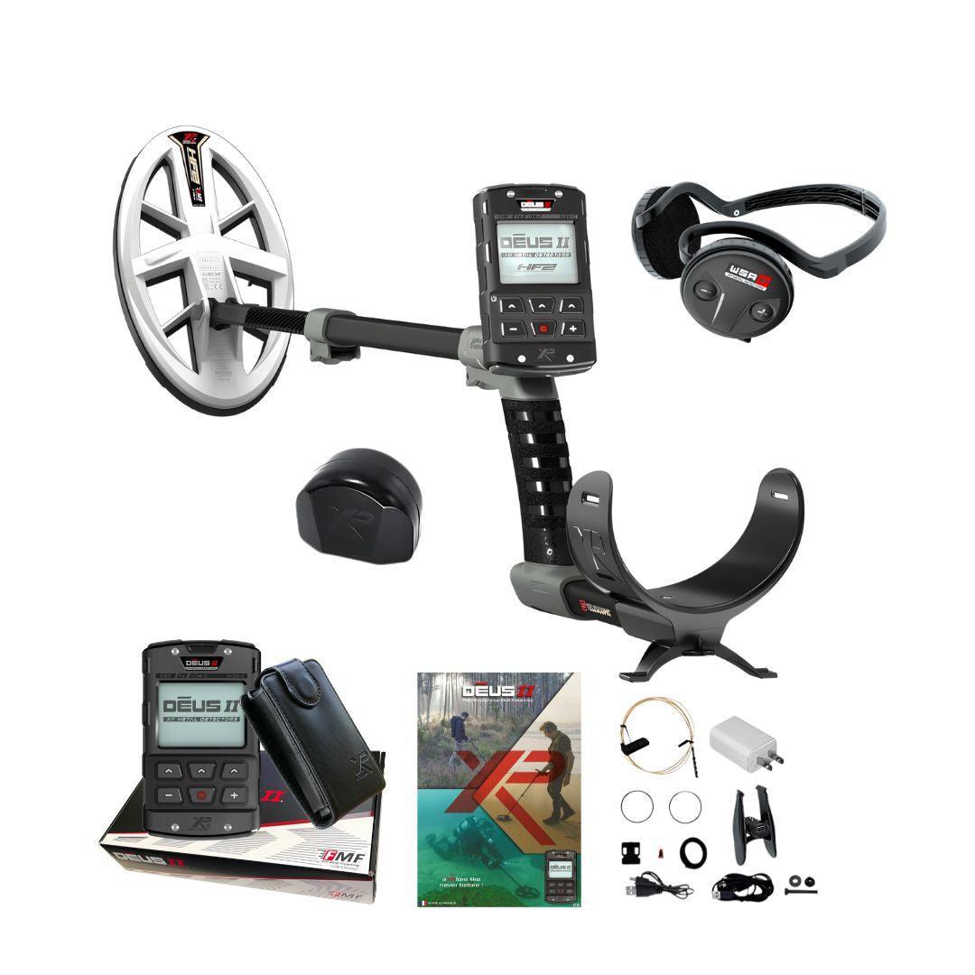 XP DEUS II RC Metal Detector FMF with HF2 Coil and WSA ST Wireless Headphones - Destination Gold Detectors