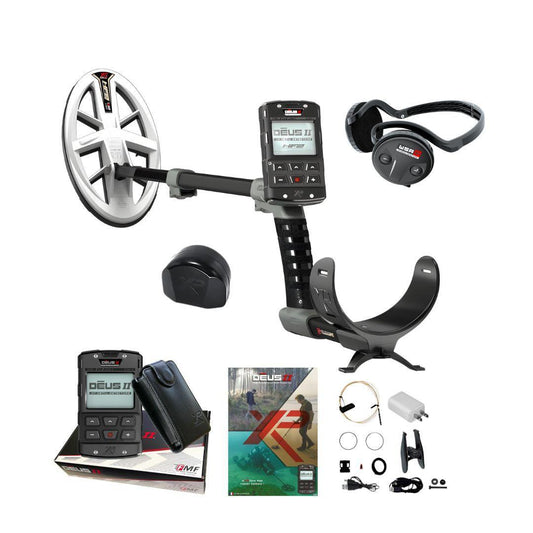 XP DEUS II RC Metal Detector FMF with HF2 Coil and WSA ST Wireless Headphones - Destination Gold Detectors