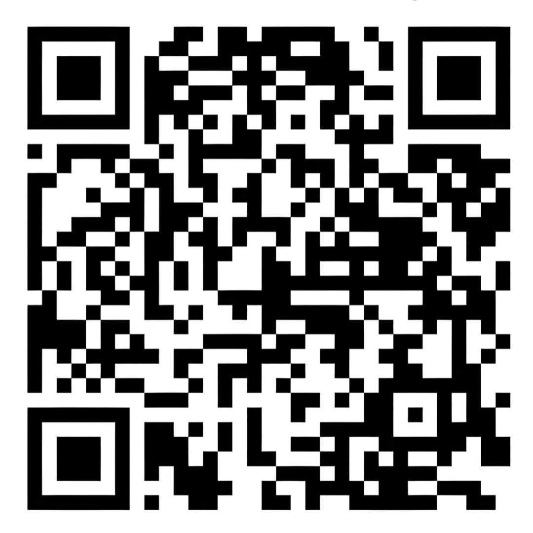 Black and white QR code on a white background