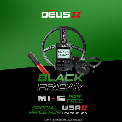 XP DEUS II RC Metal Detector with WSAII Headphones and FREE MI-6 Pointer Black Friday Promo