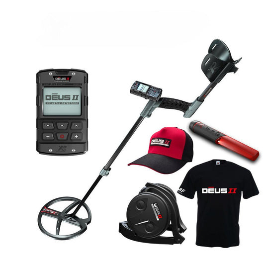 XP DEUS II RC Metal Detector with WSAII Headphones, Tshirt, Cap, and FREE MI-6 Pointer