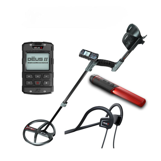 XP DEUS II RC Metal Detector, FMF Coil BH-01 Dive Proof Headphones, and Free MI-6 Pointer