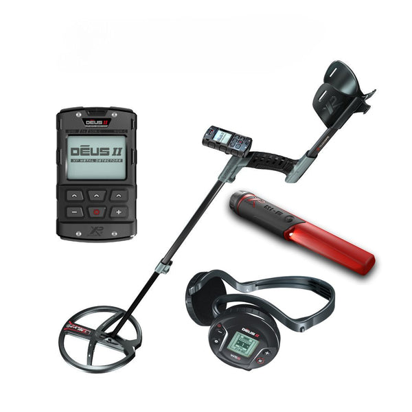 XP DEUS II RC Metal Detector with FMF Coil, WS6 Wireless Headphones, and FREE MI-6 Pointer