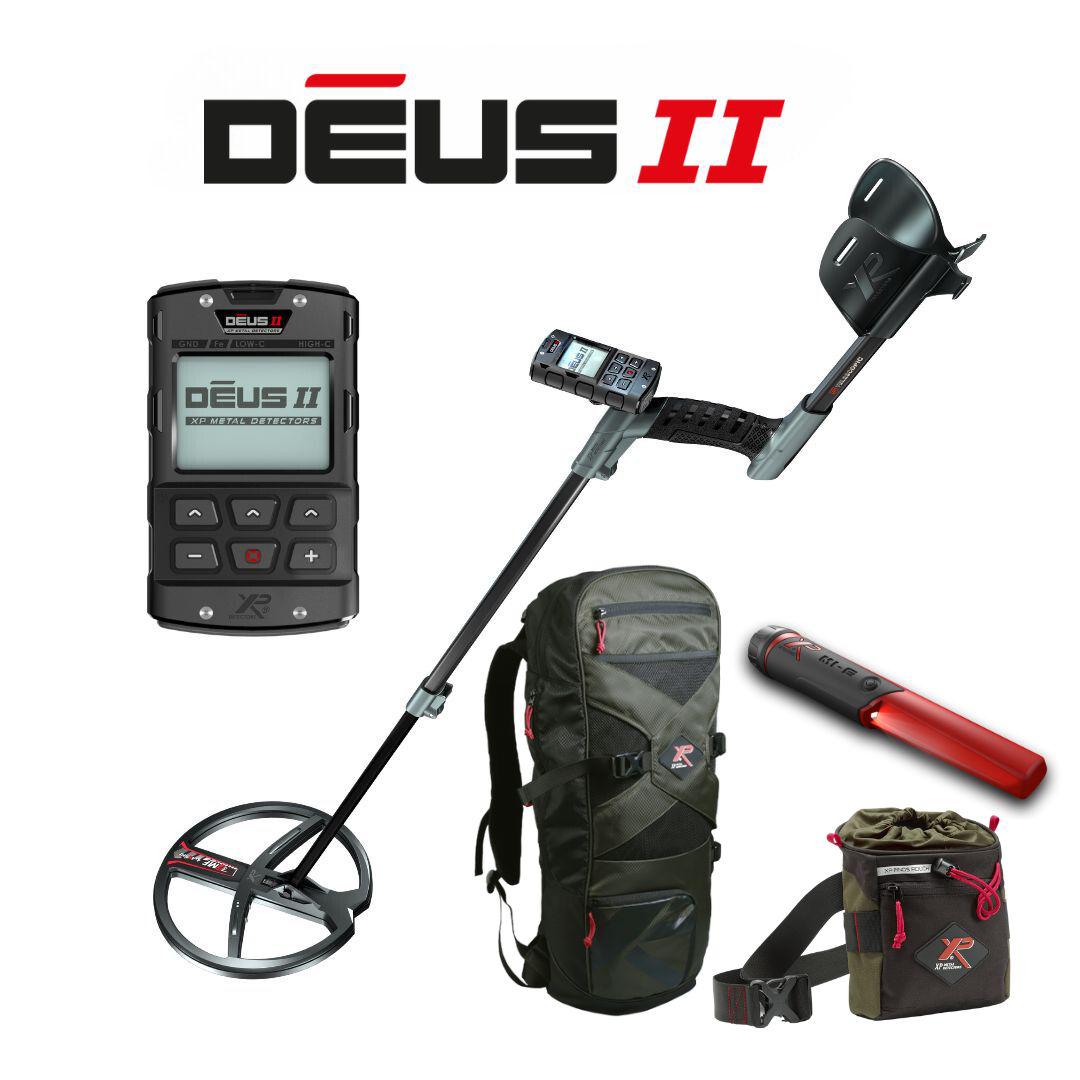 XP DEUS II RC Metal Detector w/ Backpack 240, Finds Pouch, and Free MI-6 Pointer Promo