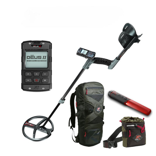 XP DEUS II RC Metal Detector w/ Backpack 240, Finds Pouch, and Free MI-6 Pointer Promo