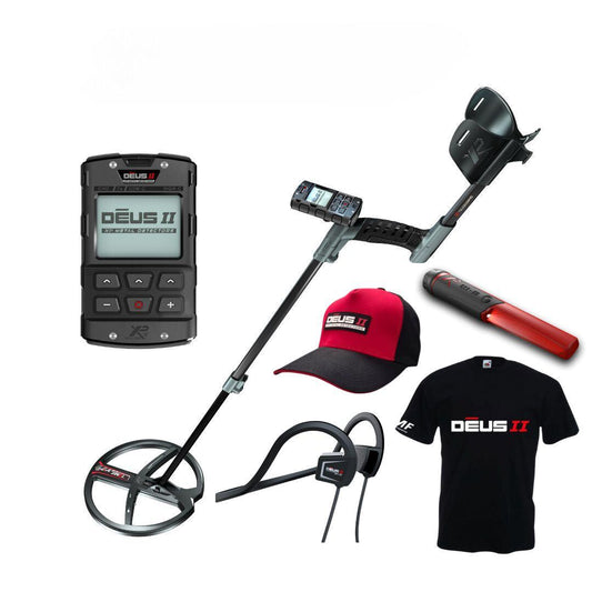 XP DEUS II Metal Detector RC with BH-01 Headphones, Tshirt, Cap, and FREE MI-6 Pointer