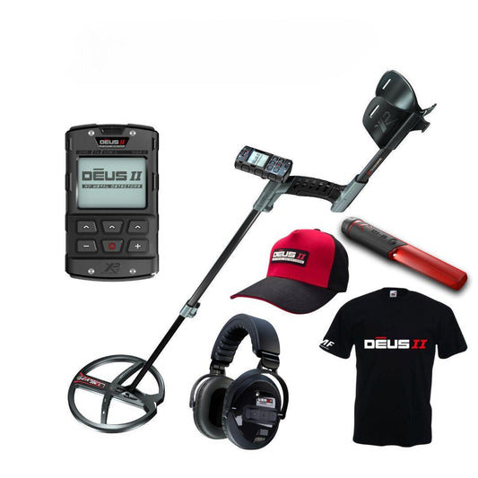 XP DEUS II Metal Detector RC with WSAII-XL Headphones, Tshirt, Cap, and FREE MI-6 Pointer