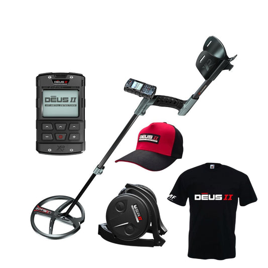 XP DEUS II Metal Detector RC with WSAII Headphones, Tshirt, and Cap