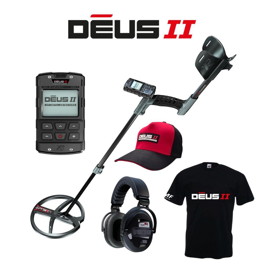 XP DEUS II RC Metal Detector with WSAII-XL Headphones, T-shirt, and Cap