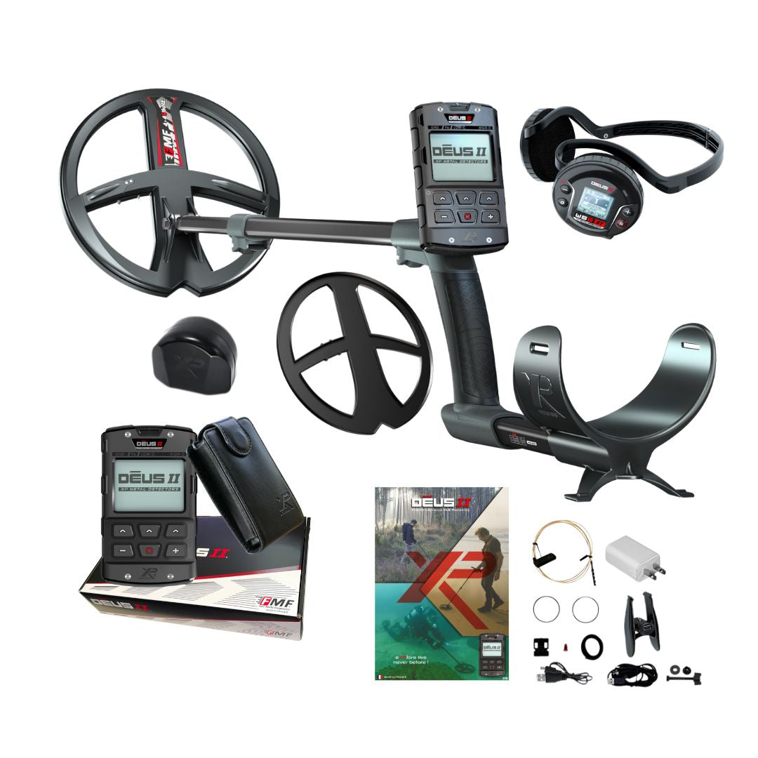 XP Deus II Metal Detector with FMF Search Coil, Remote Control, and WS6 Stereo Headphones - Destination Gold Detectors