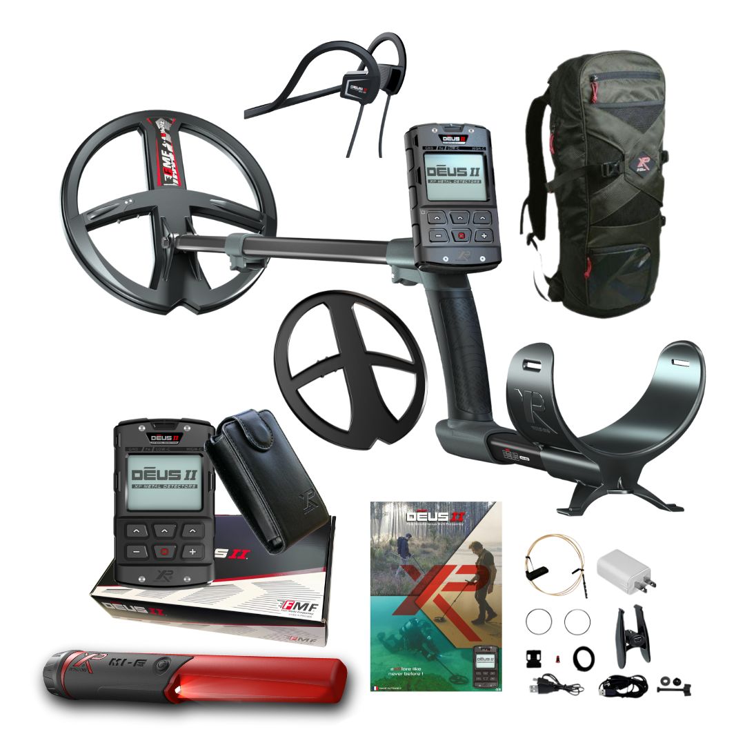 XP DEUS II RC FMF Metal Detector with BH-01, MI-6, and Backpack