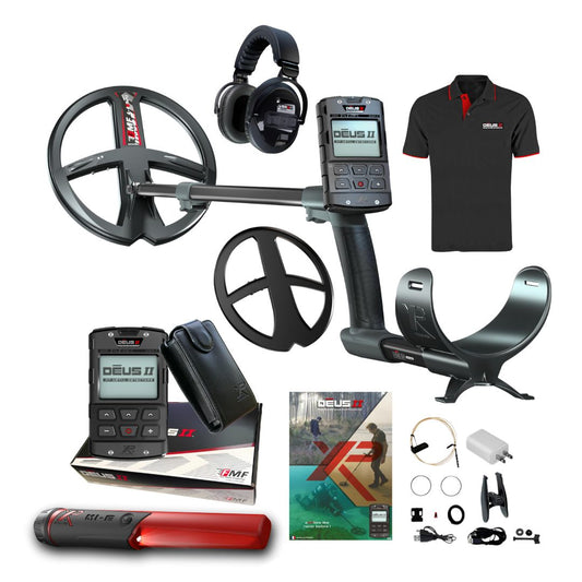 XP DEUS II RC Metal Detector with WSAII-XL Headphones, MI-6 pinpointer and Polo Shirt - Destination Gold Detectors