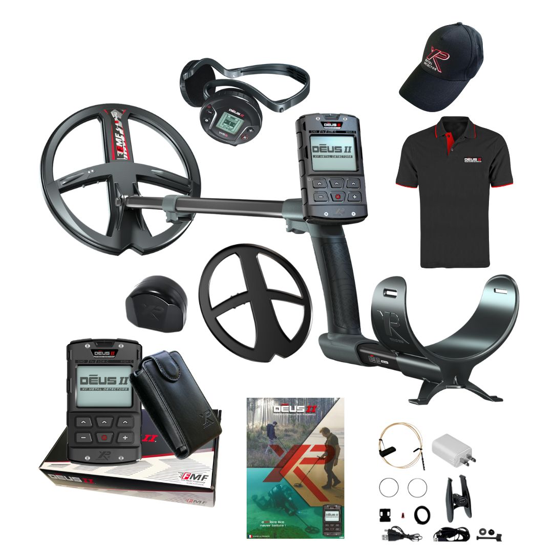 XP DEUS II RC Metal Detector with WS6 Headphones, XP Cap and DEUS Polo Shirt - Destination Gold Detectors