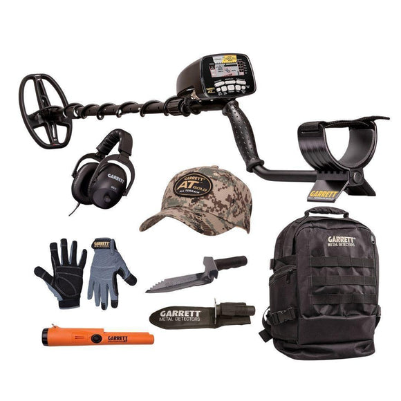 Garrett AT Gold Metal Detector + Digger + Gloves + Cap + Backpack + Pinpointer-Destination Gold Detectors