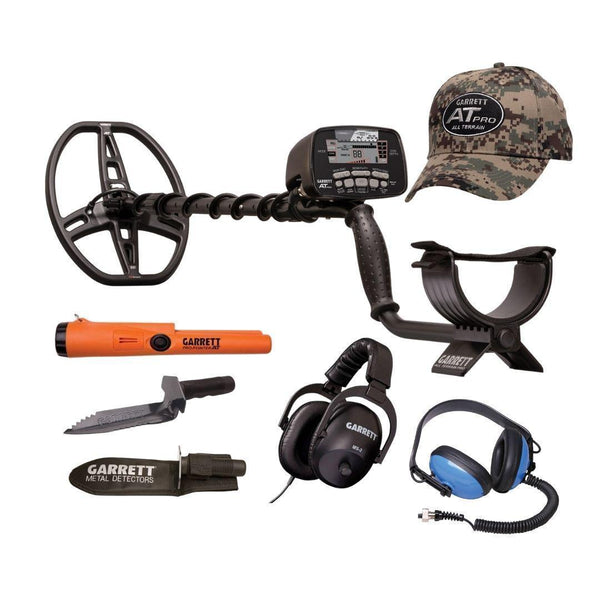 Garrett AT Pro Metal Detector with Pointer, Digger, Waterproof Headphone,  and Cap