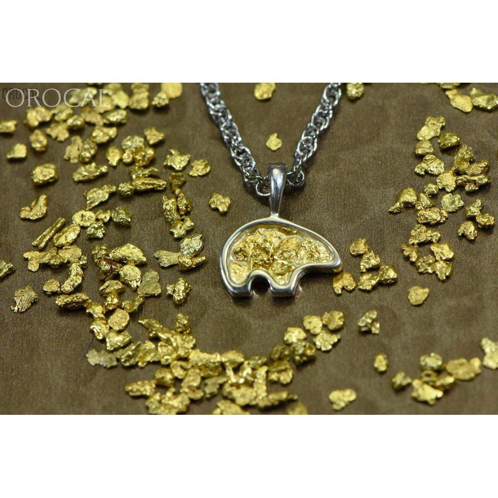 Orocal Gold Nugget Bear Pendant PBR1SOLSS-Destination Gold Detectors