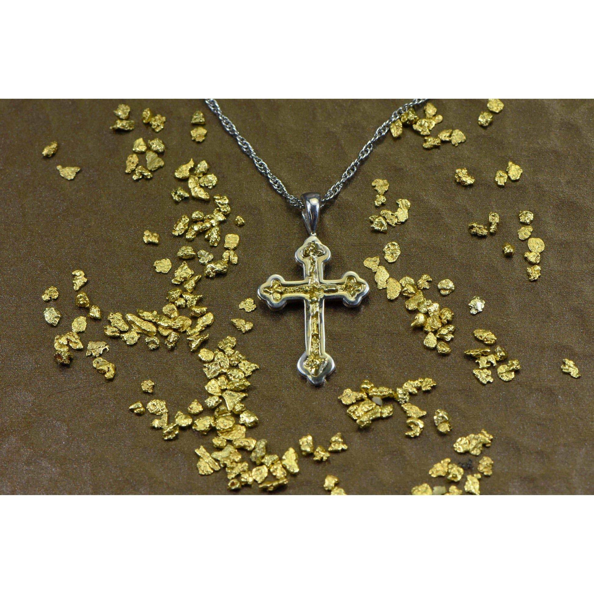 Orocal Gold Nugget Cross Pendant PCR7NSS-Destination Gold Detectors