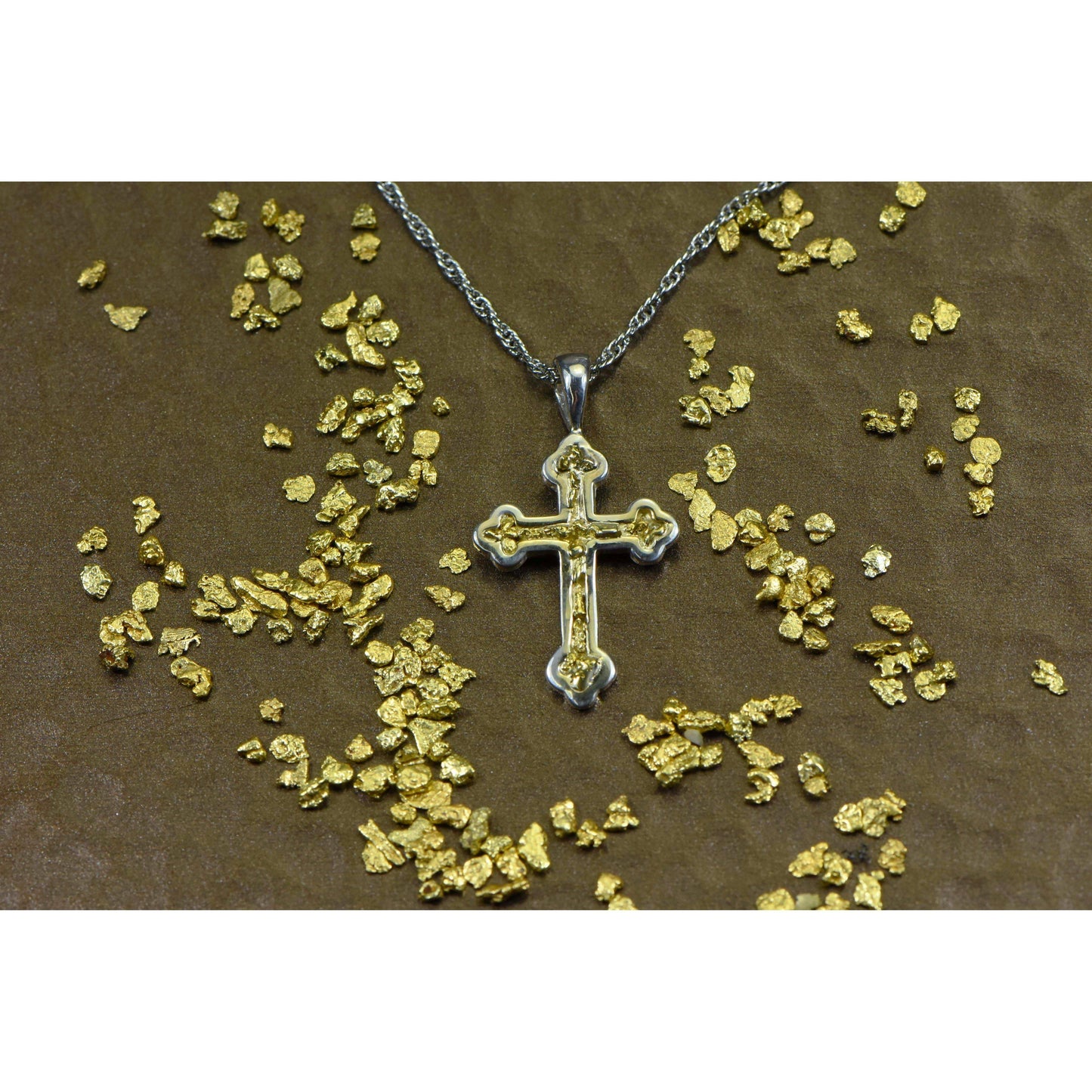 Orocal Gold Nugget Cross Pendant PCR7NSS-Destination Gold Detectors