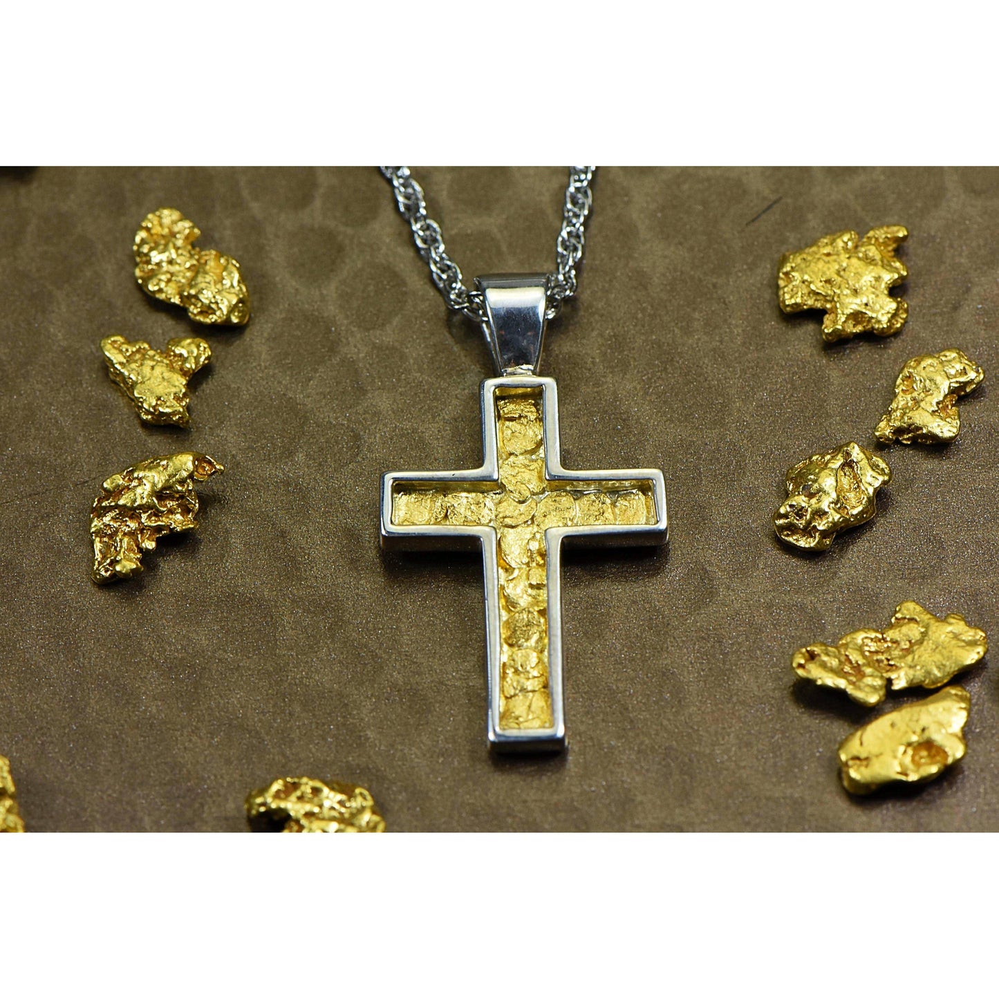 Orocal Gold Nugget Cross Sterling Silver Pendant PCR21NSS-Destination Gold Detectors
