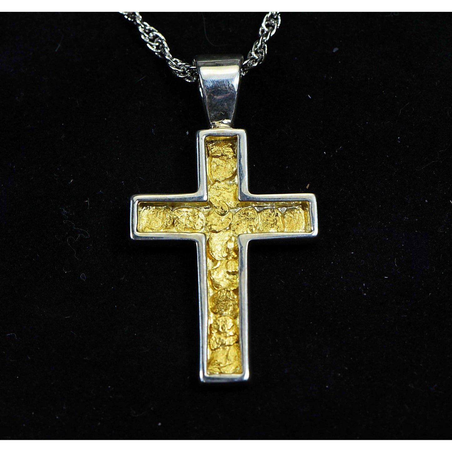 Orocal Gold Nugget Cross Sterling Silver Pendant PCR21NSS-Destination Gold Detectors
