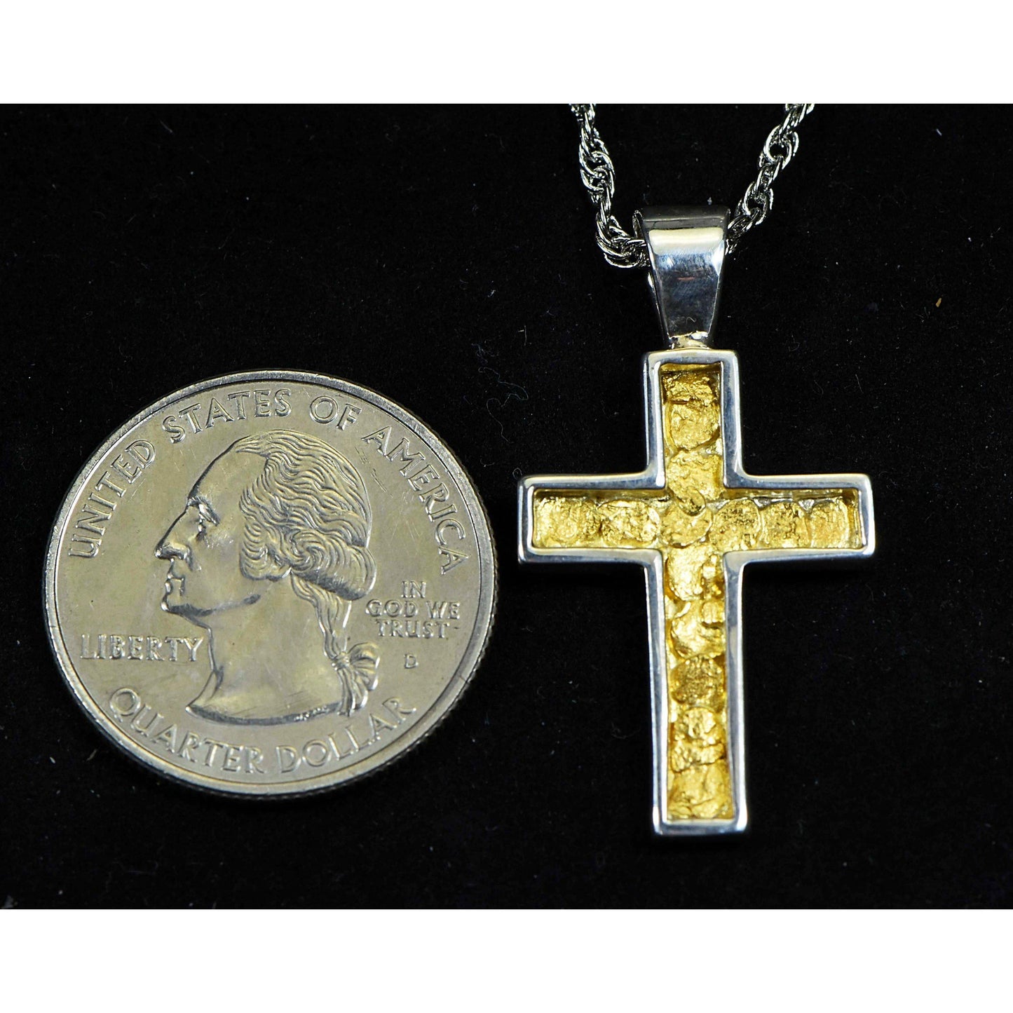 Orocal Gold Nugget Cross Sterling Silver Pendant PCR21NSS-Destination Gold Detectors