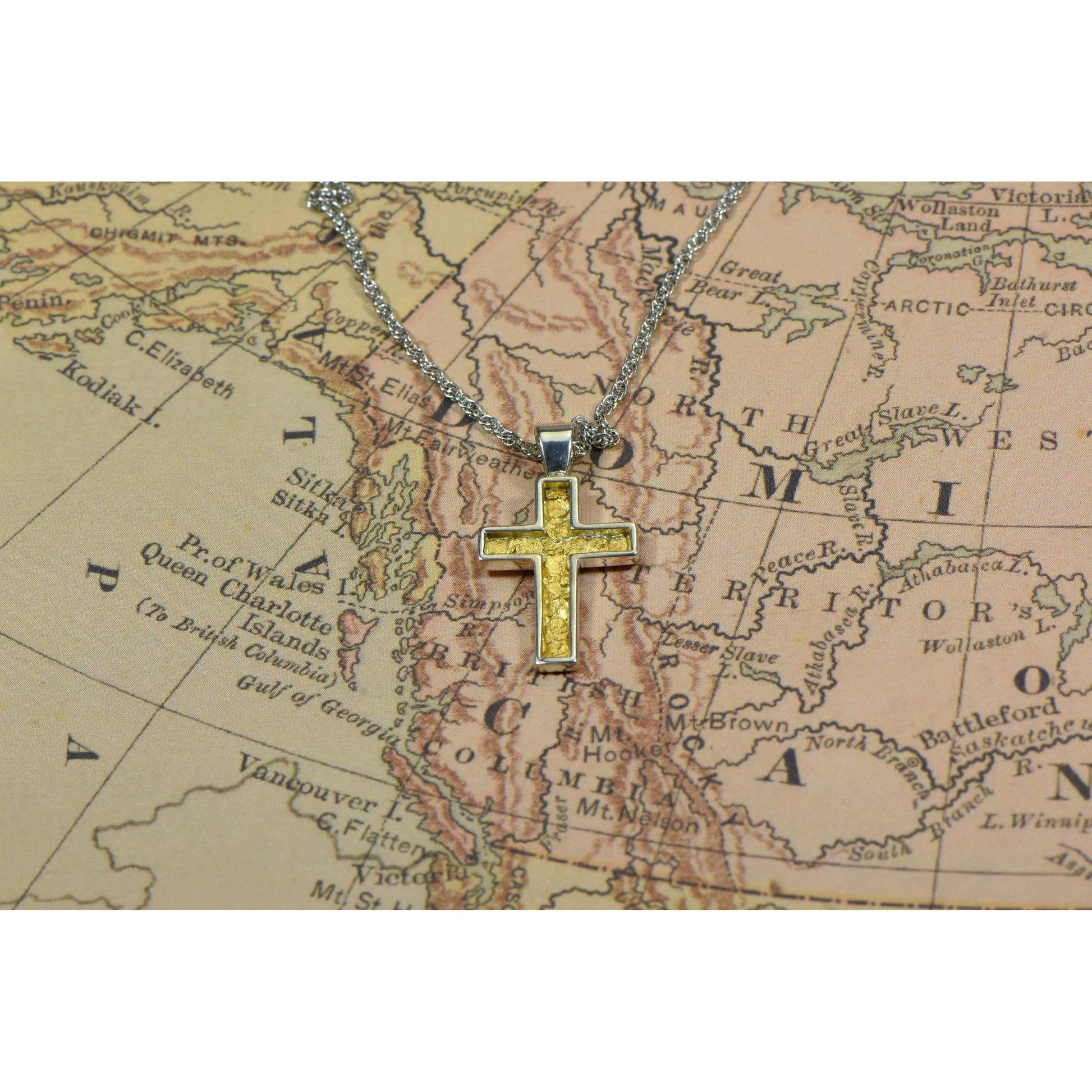 Orocal Gold Nugget Cross Sterling Silver Pendant PCR21NSS-Destination Gold Detectors