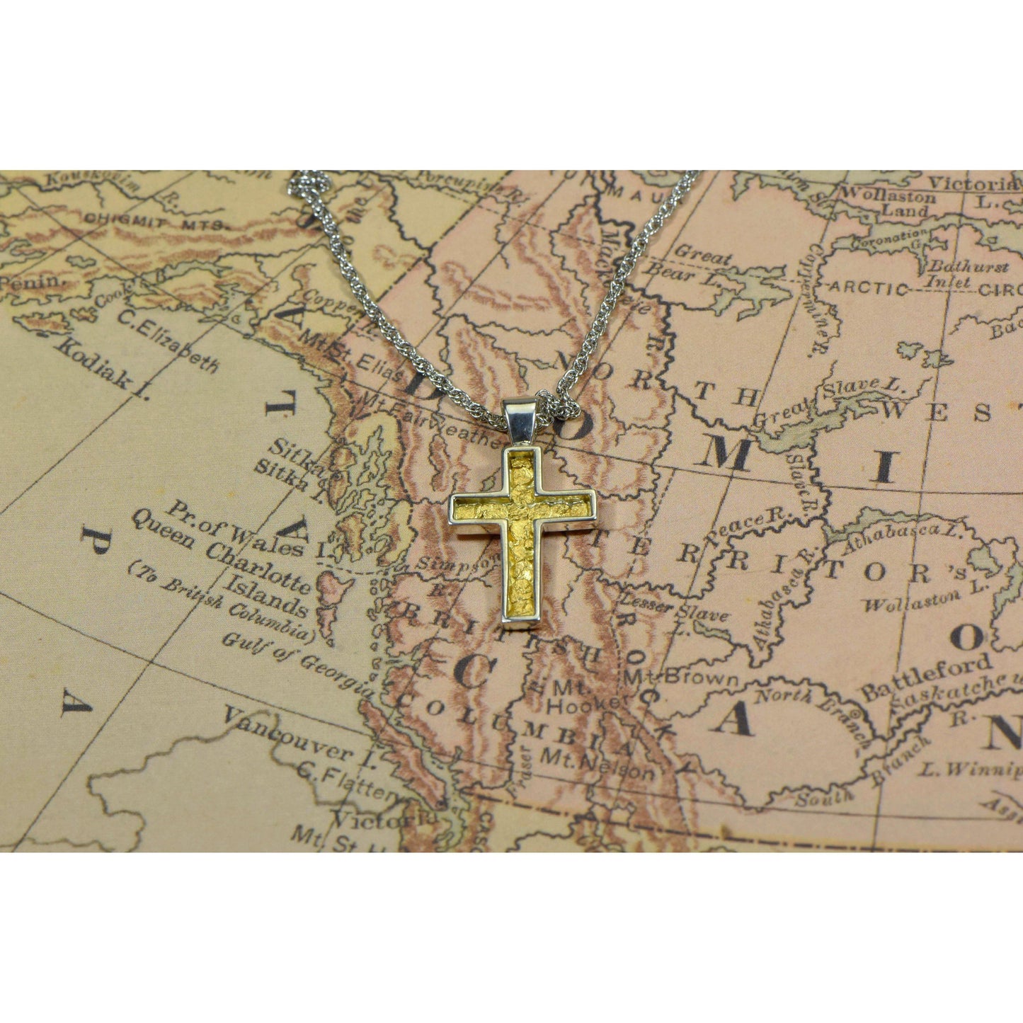 Orocal Gold Nugget Cross Sterling Silver Pendant PCR21NSS-Destination Gold Detectors