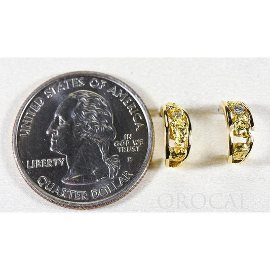 Orocal Gold Nugget Earrings with Diamonds EAJ030D-Destination Gold Detectors