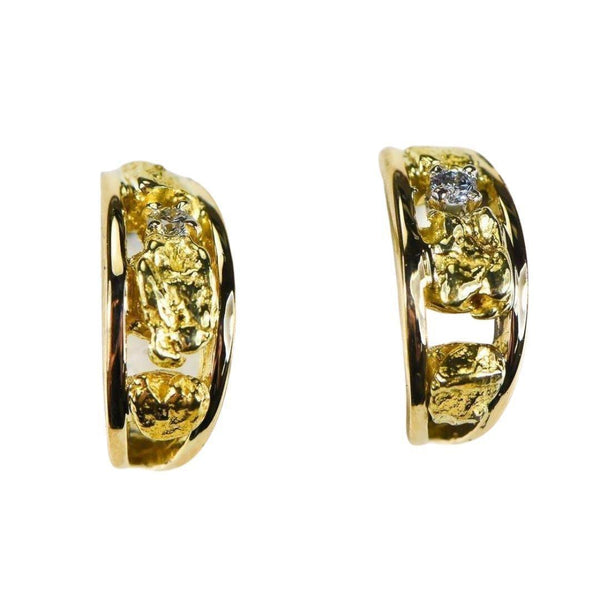 Gold nugget earrings sales with diamonds