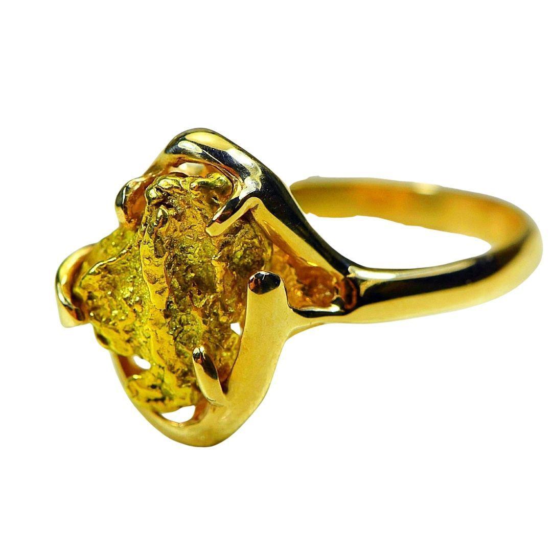 Gold Nugget Solitaire Ladies Rings