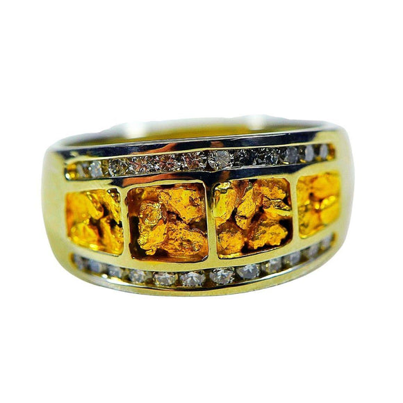 Orocal Gold Nugget Ladies Ring with Diamonds - RL1075DNW-Destination Gold Detectors