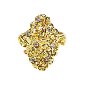 Orocal Gold Nugget Ladies Ring with Diamonds RL239D14-Destination Gold Detectors