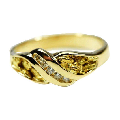 Orocal Gold Nugget Ladies Ring with Diamonds RL612D10-Destination Gold Detectors