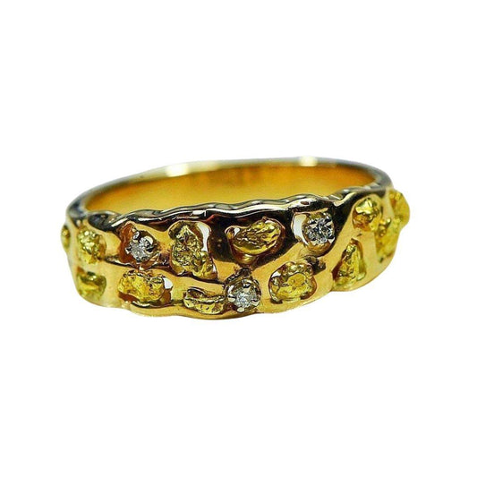 Orocal Gold Nugget Men's Ring with Diamonds RM195D6-Destination Gold Detectors