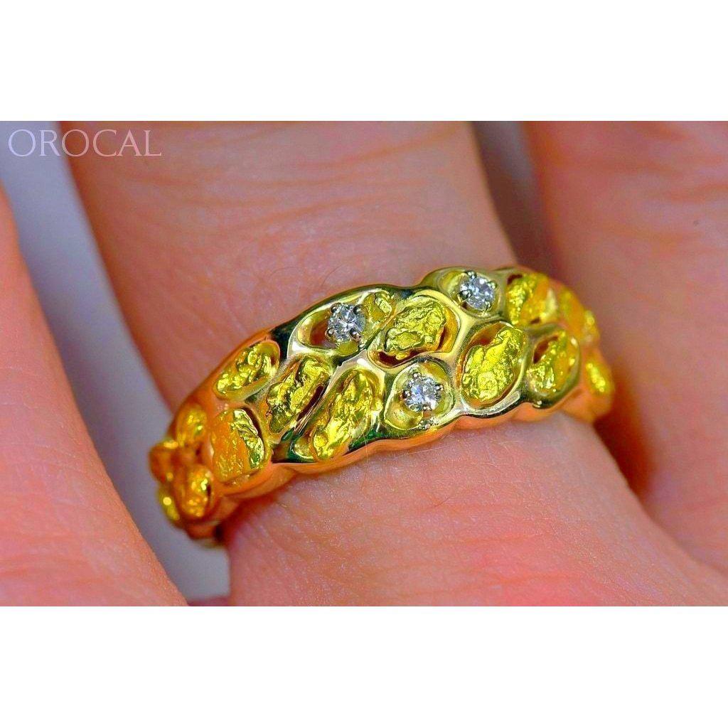 Orocal Gold Nugget Men's Ring with Diamonds RM210D9-Destination Gold Detectors