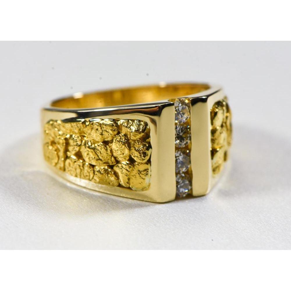 Orocal Gold Nugget Men's Ring with Diamonds RM376D40-Destination Gold Detectors