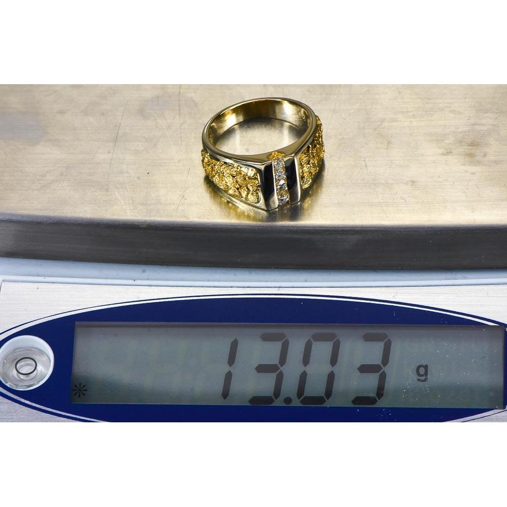 Orocal Gold Nugget Men's Ring with Diamonds RM376D40-Destination Gold Detectors