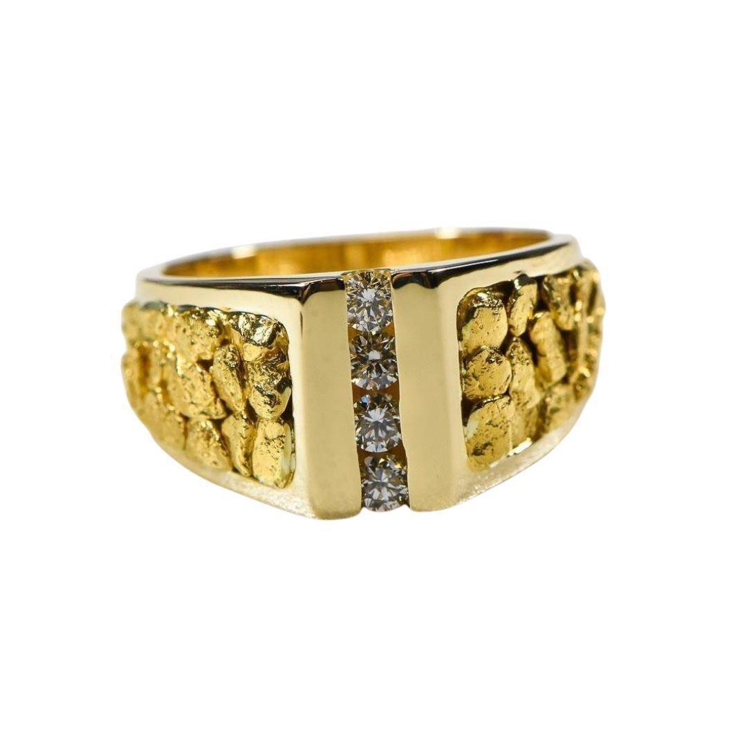 Orocal Gold Nugget Men's Ring with Diamonds RM376D40-Destination Gold Detectors