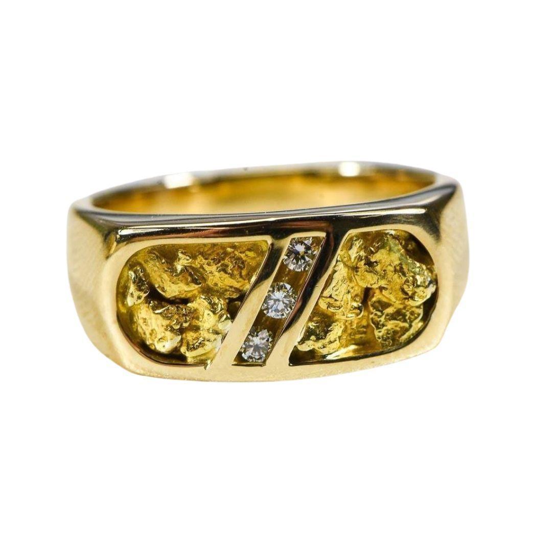 Orocal Gold Nugget Men's Ring with Diamonds RM816D10.5-Destination Gold Detectors