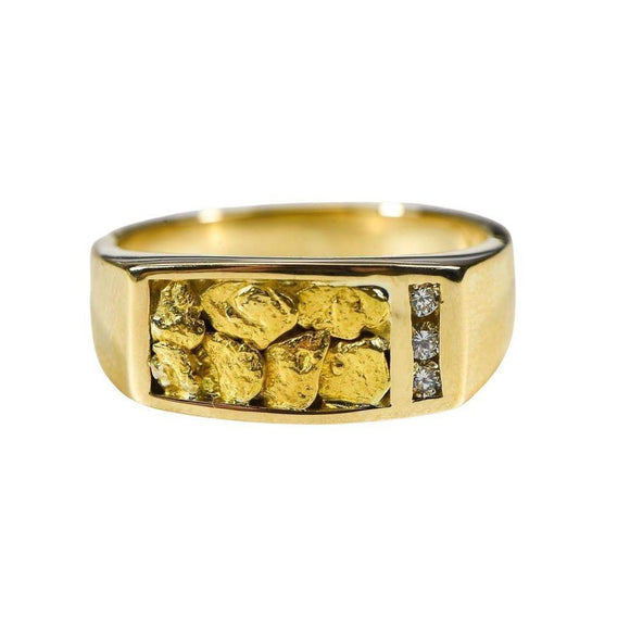 Orocal Gold Nugget Men's Ring with Diamonds RM817D12N-Destination Gold Detectors