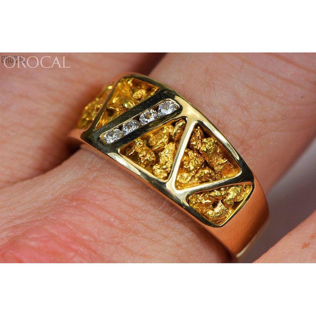 Orocal Gold Nugget Men's Ring with Diamonds RM883D20N-Destination Gold Detectors