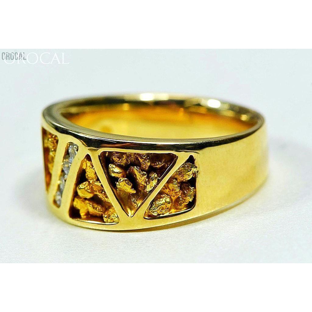 Orocal Gold Nugget Men's Ring with Diamonds RM883D20N-Destination Gold Detectors
