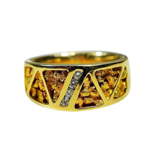 Orocal Gold Nugget Men's Ring with Diamonds RM883D20N-Destination Gold Detectors