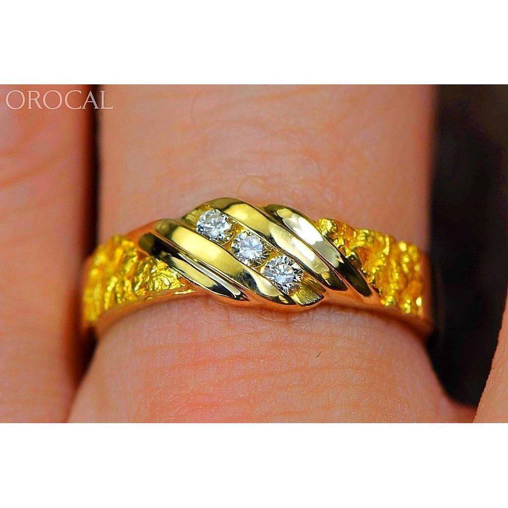 Orocal Gold Nugget Men's Ring with Diamonds RMAJ036D-Destination Gold Detectors