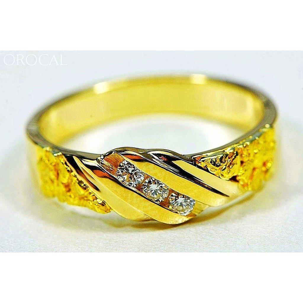 Orocal Gold Nugget Men's Ring with Diamonds RMAJ036D-Destination Gold Detectors