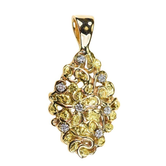 Orocal Gold Nugget Pendant with Diamonds PN239D14X-Destination Gold Detectors