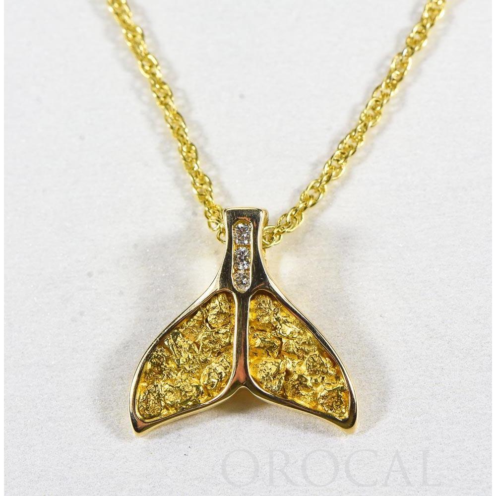 Orocal Gold Nugget Whale Tail Pendant with Diamond PDLWT16SDN-Destination Gold Detectors