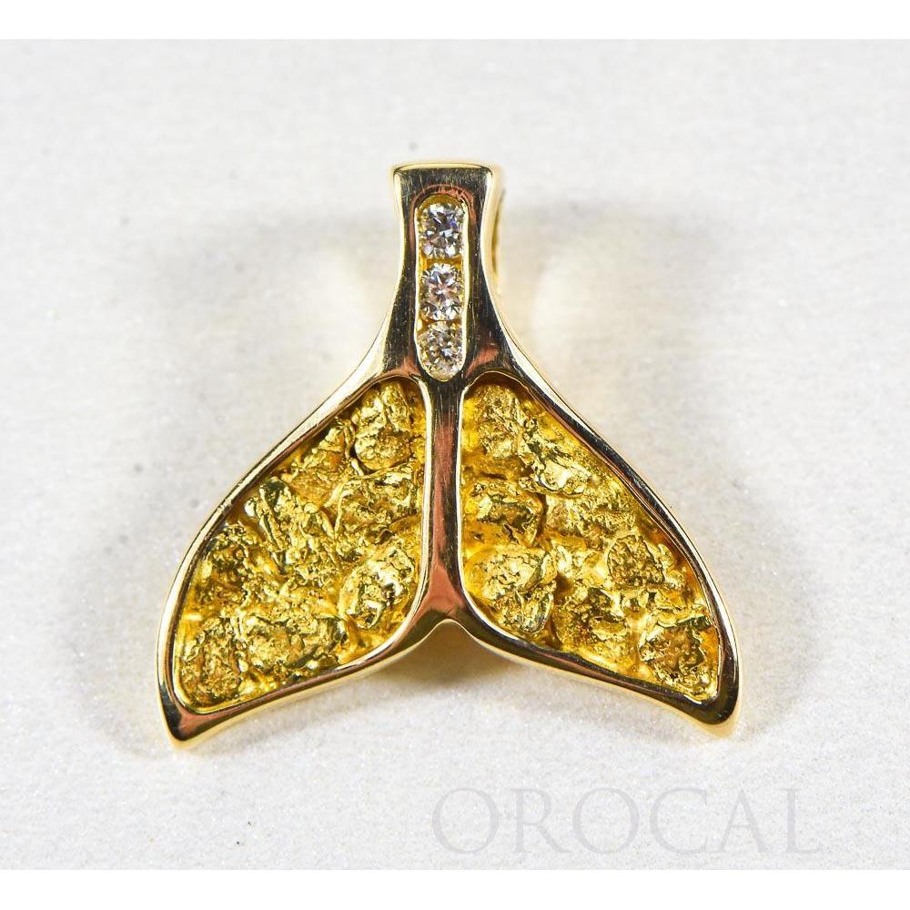 Orocal Gold Nugget Whale Tail Pendant with Diamond PDLWT16SDN-Destination Gold Detectors