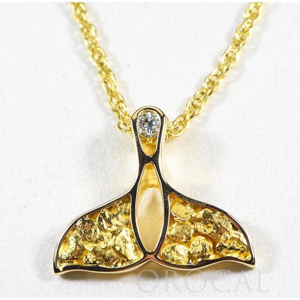 Orocal Gold Nugget Whales Tail Pendant with Diamonds PWT26DNX-Destination Gold Detectors
